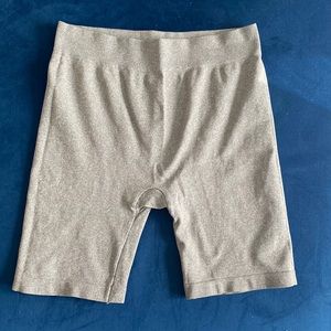 Free People Intimates grey ribbed spandex biker shorts.